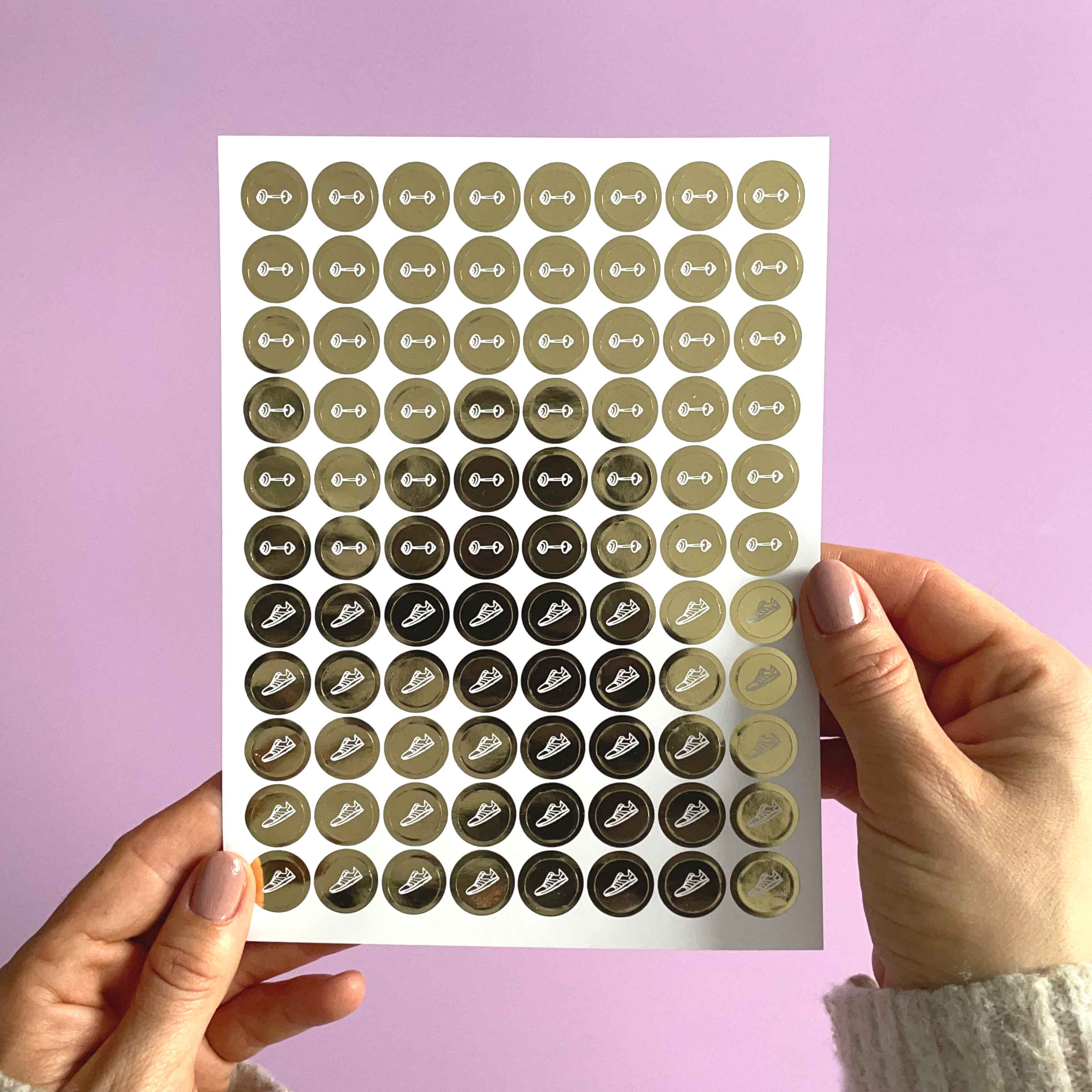 Fitness Planner Stickers — Gold Foil | 3 Sheets
