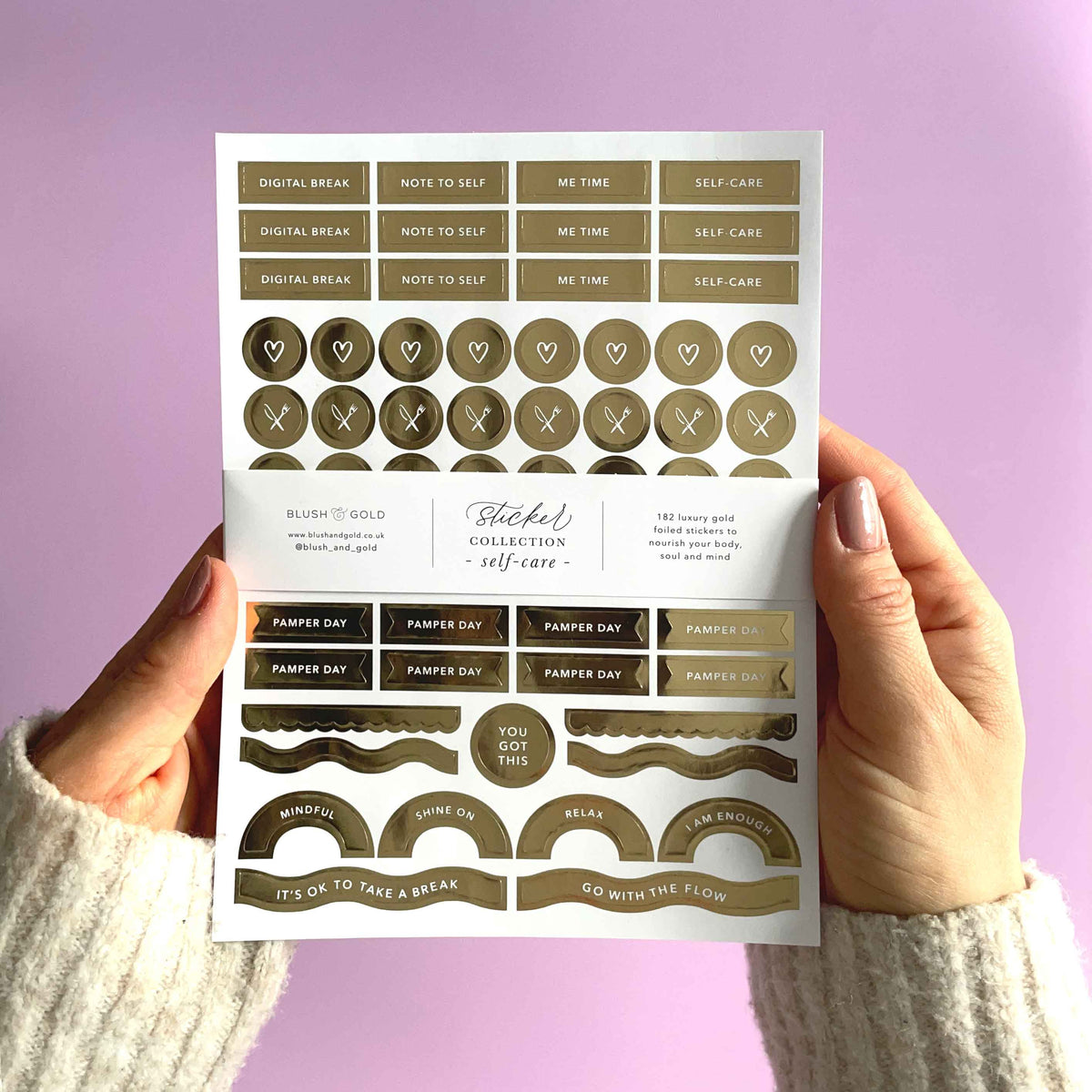 Self-Care Planner Stickers — Gold Foil | 3 Sheets
