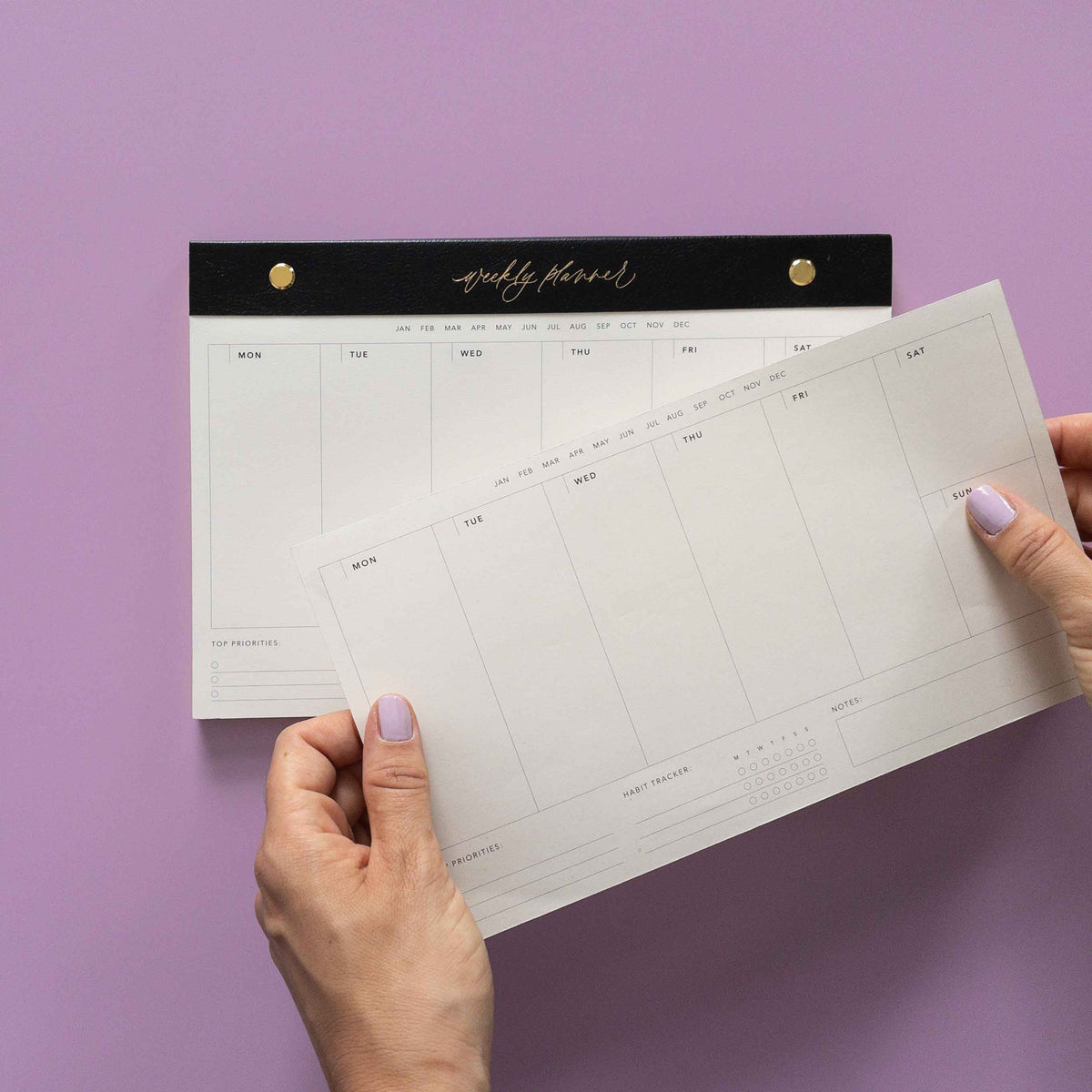 Weekly Desk Planner — Vegan Leather & Gold Details