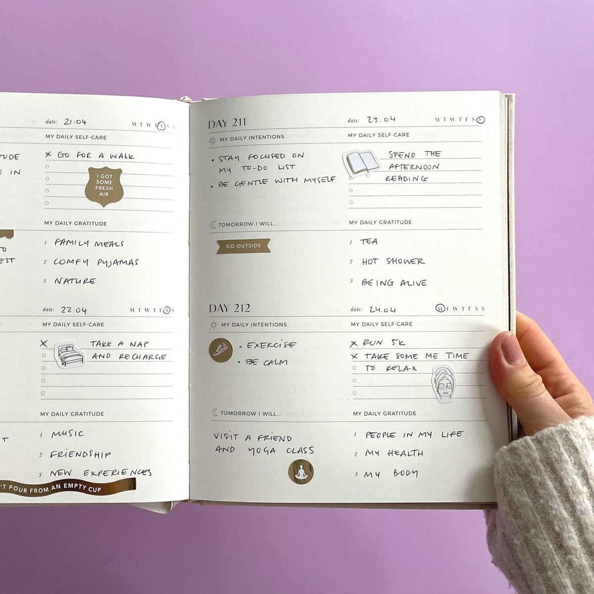 Self-Care Planner Stickers — Gold Foil | 3 Sheets