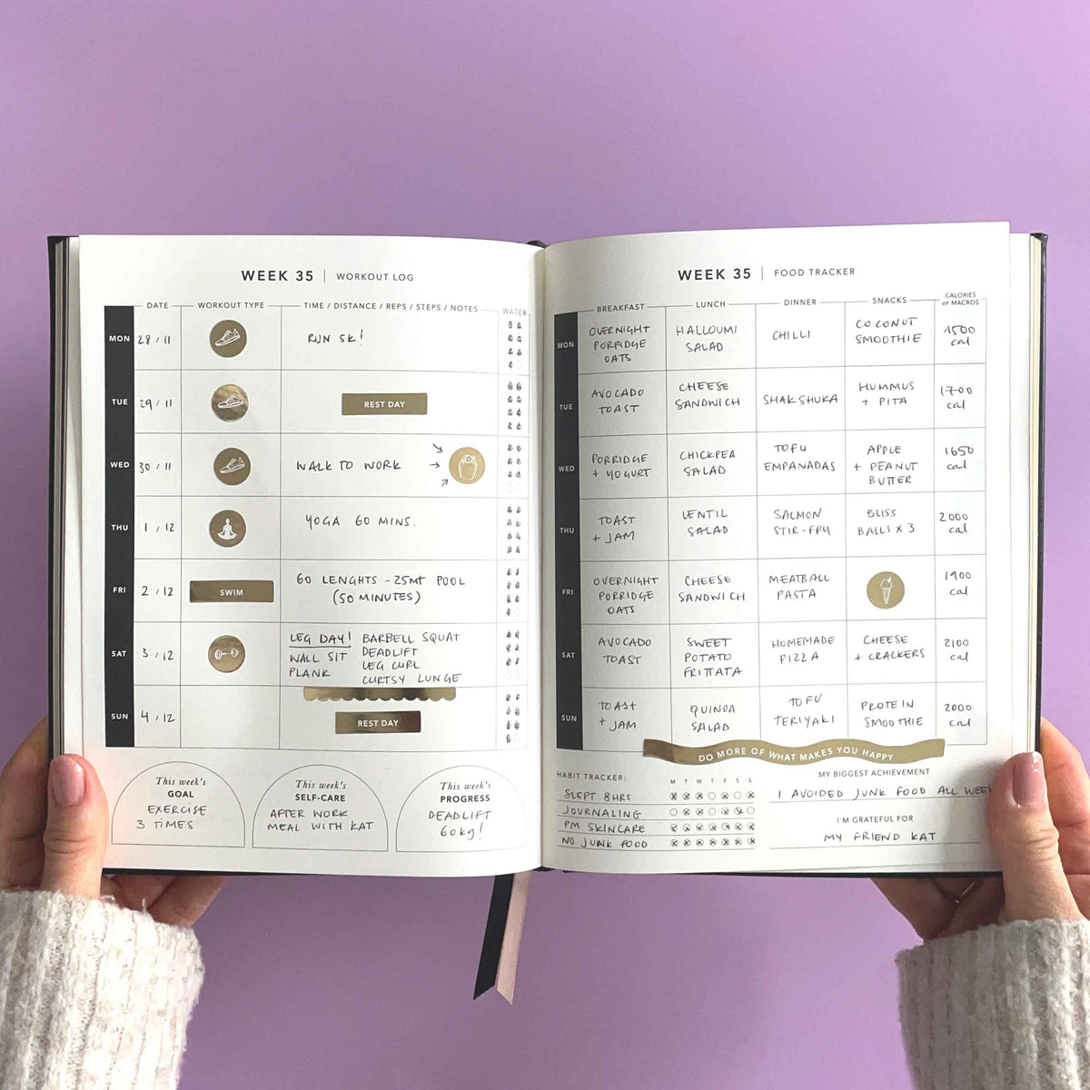 Fitness Planner Stickers — Gold Foil | 3 Sheets