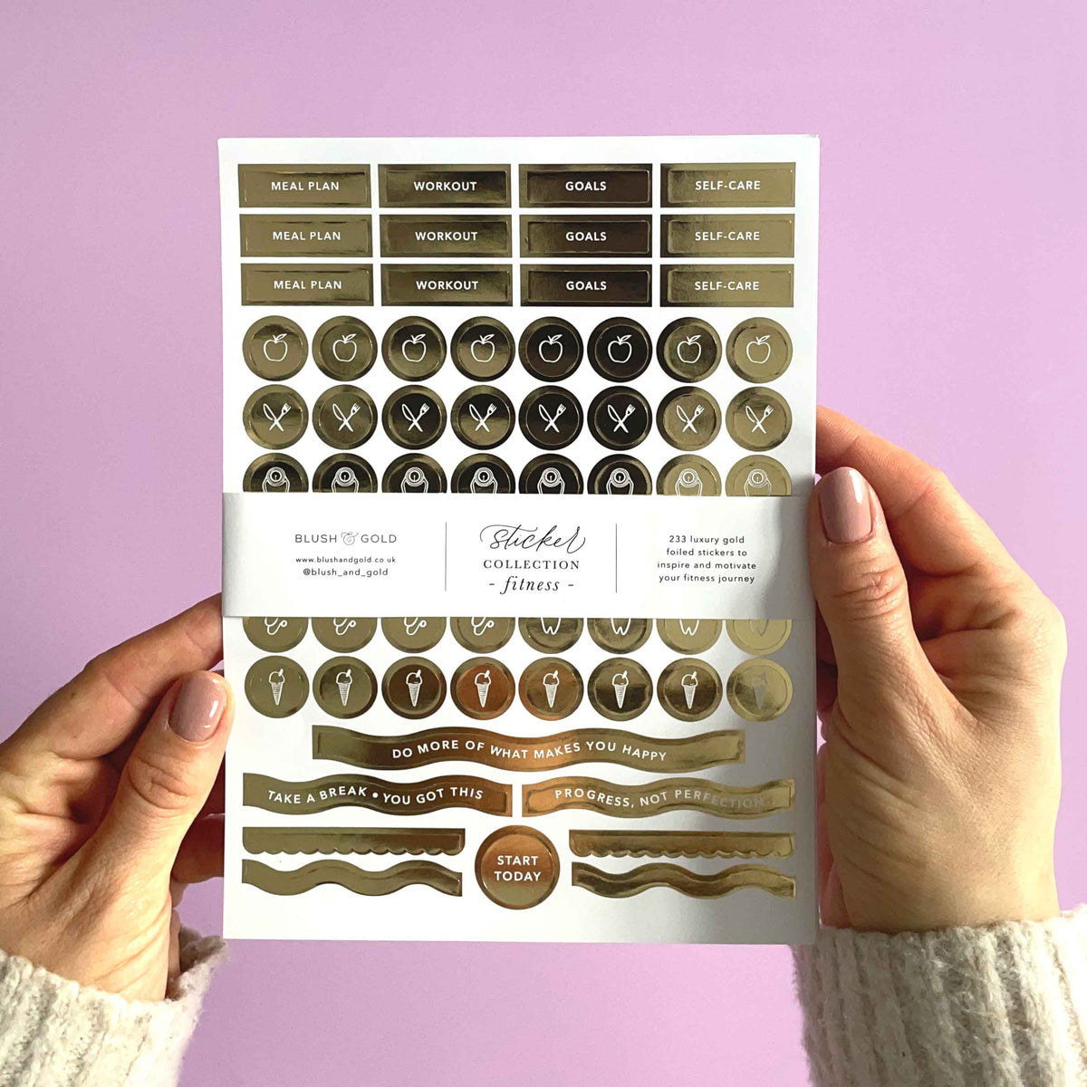 Fitness Planner Stickers — Gold Foil | 3 Sheets