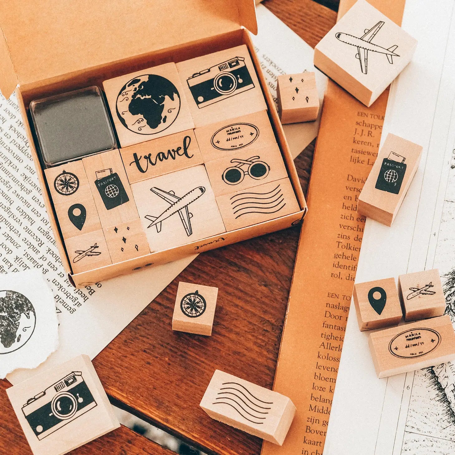 Set de sellos de madera, Travel