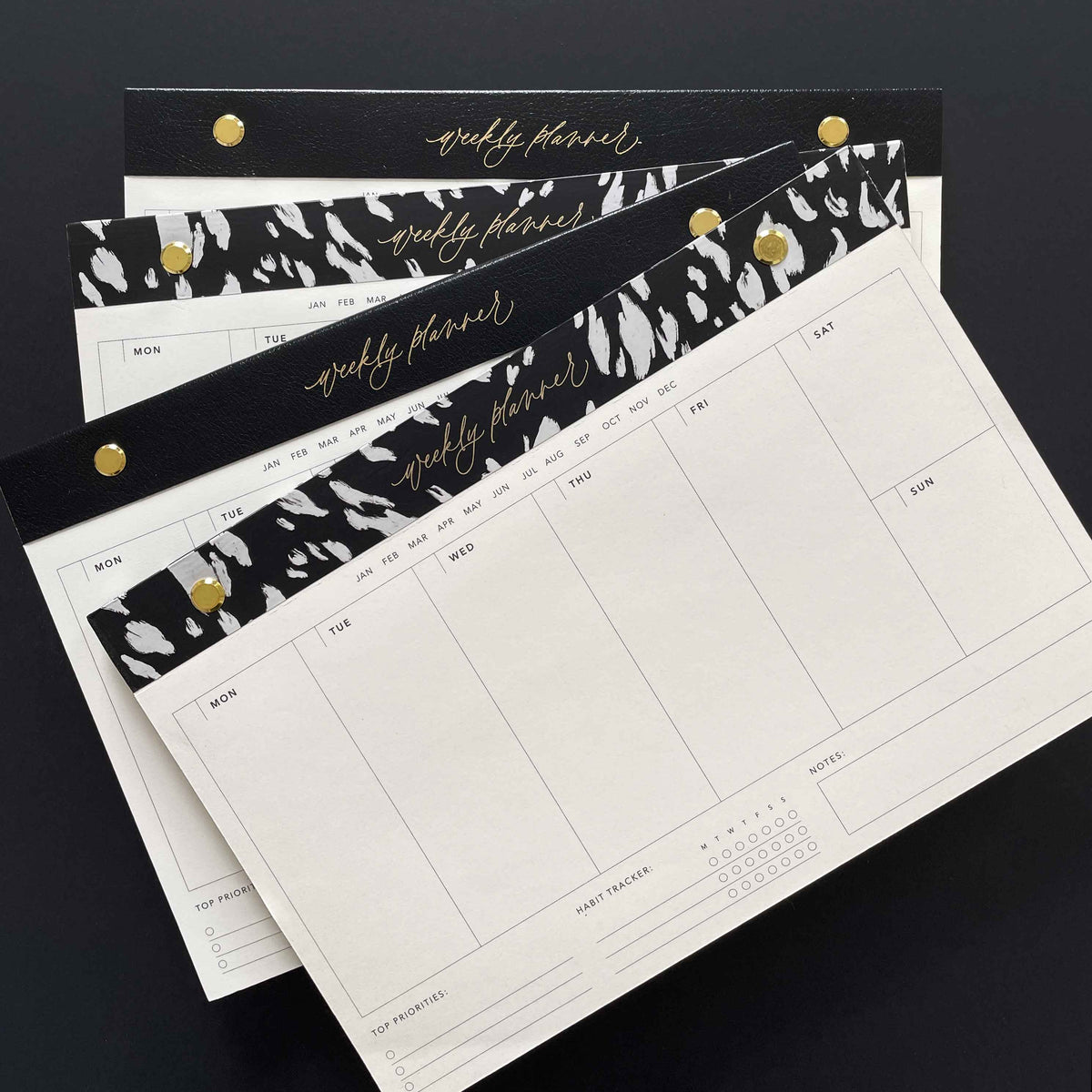 Weekly Desk Planner — Vegan Leather & Gold Details